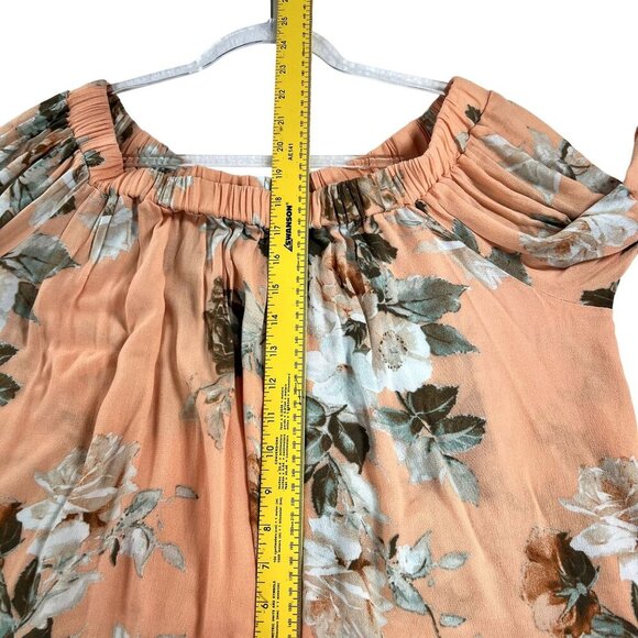 A Beautiful Soul Womens 1X Floral Top Ruffled Bell Sleeves Stretchy Beachy Boho - Picture 11 of 14